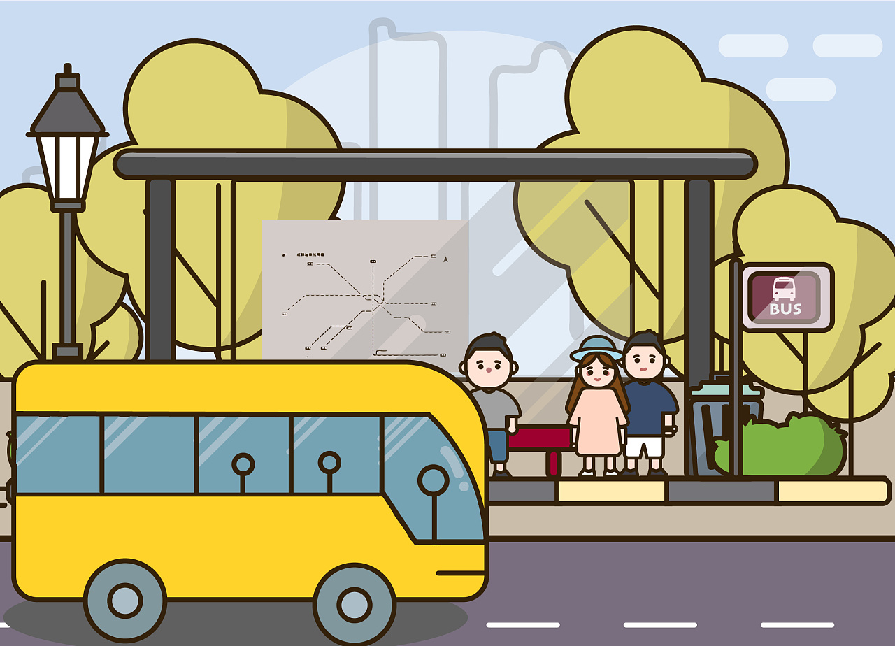 公交车插画|插画|插画习作|小方扮大方 - 原创作品 - 站酷 (ZCOOL)
