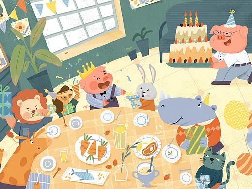 生日聚會（個(gè)人主頁-ZNDUzMzEwNDQ=） - 兒童插畫 - 站酷設(shè)計(jì)師曲莫莫原創(chuàng)素材 - 站酷ZCOOL