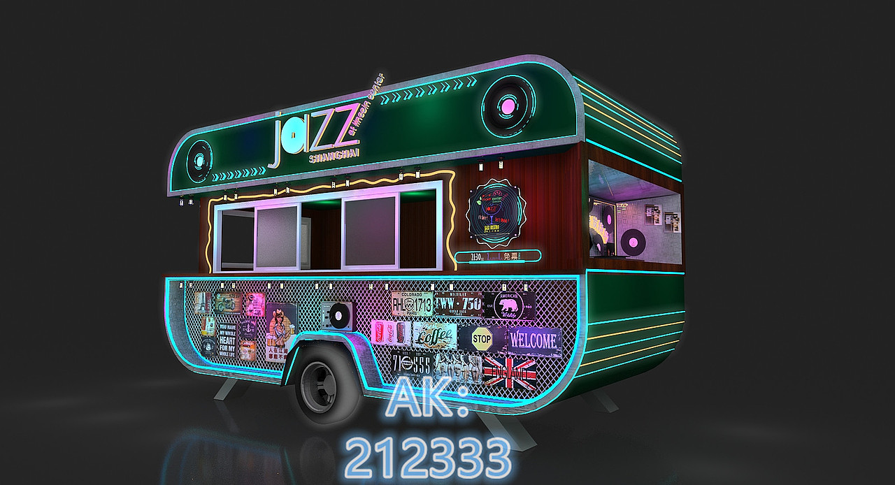 复古餐车3d设计效果图