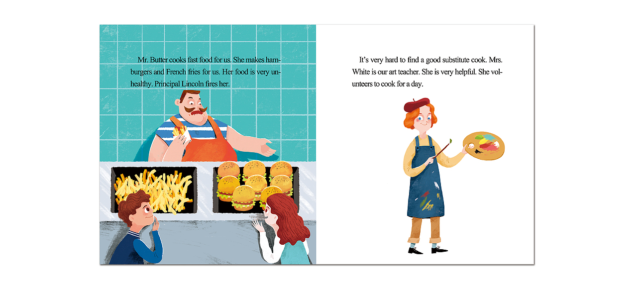 《the school cook》小绘本（图ZMTI1NjMxNjky） - 儿童插画 - 站酷设计师七酒米原创素材 - 站酷ZCOOL