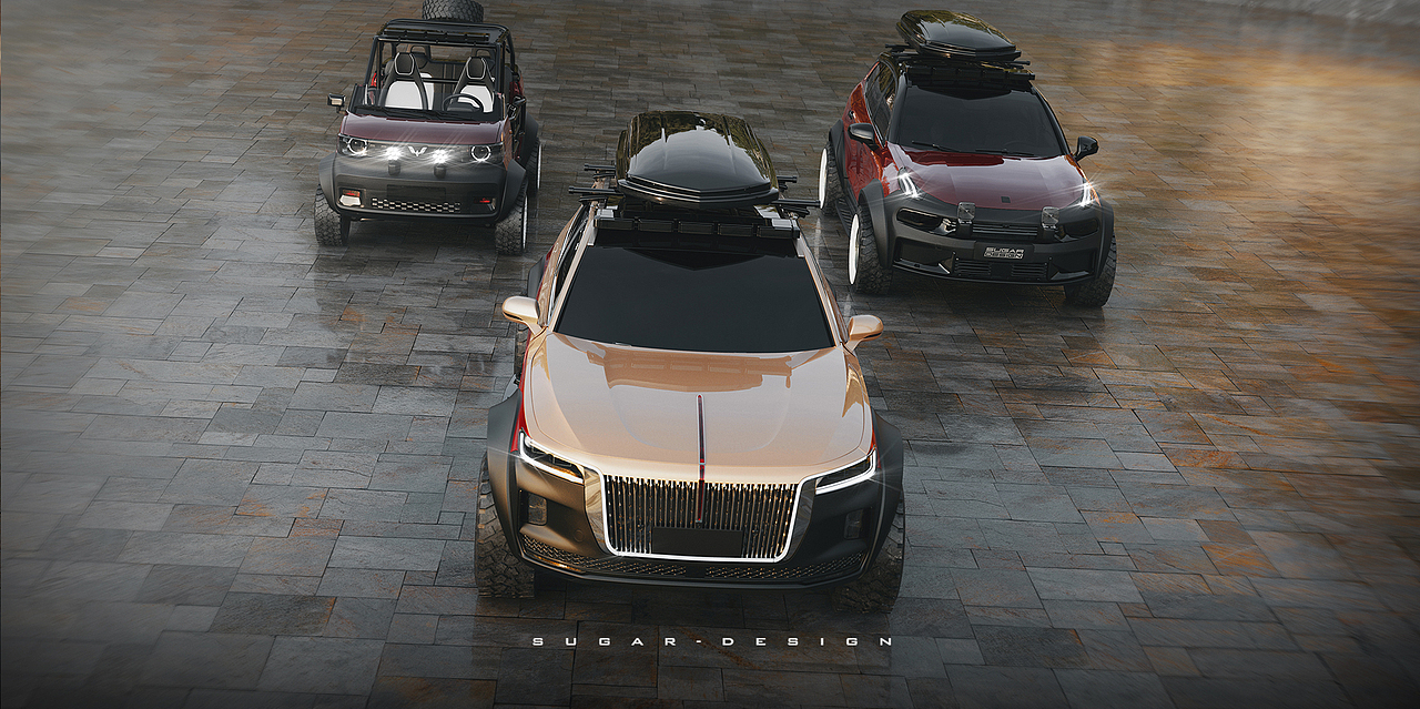 中国车梦幻联动，庆祝伟大的中国共产党百年征程！（图ZMjYwOTQzMDg4） - 交通工具 - 站酷设计师sugarchow原创素材 - 站酷ZCOOL