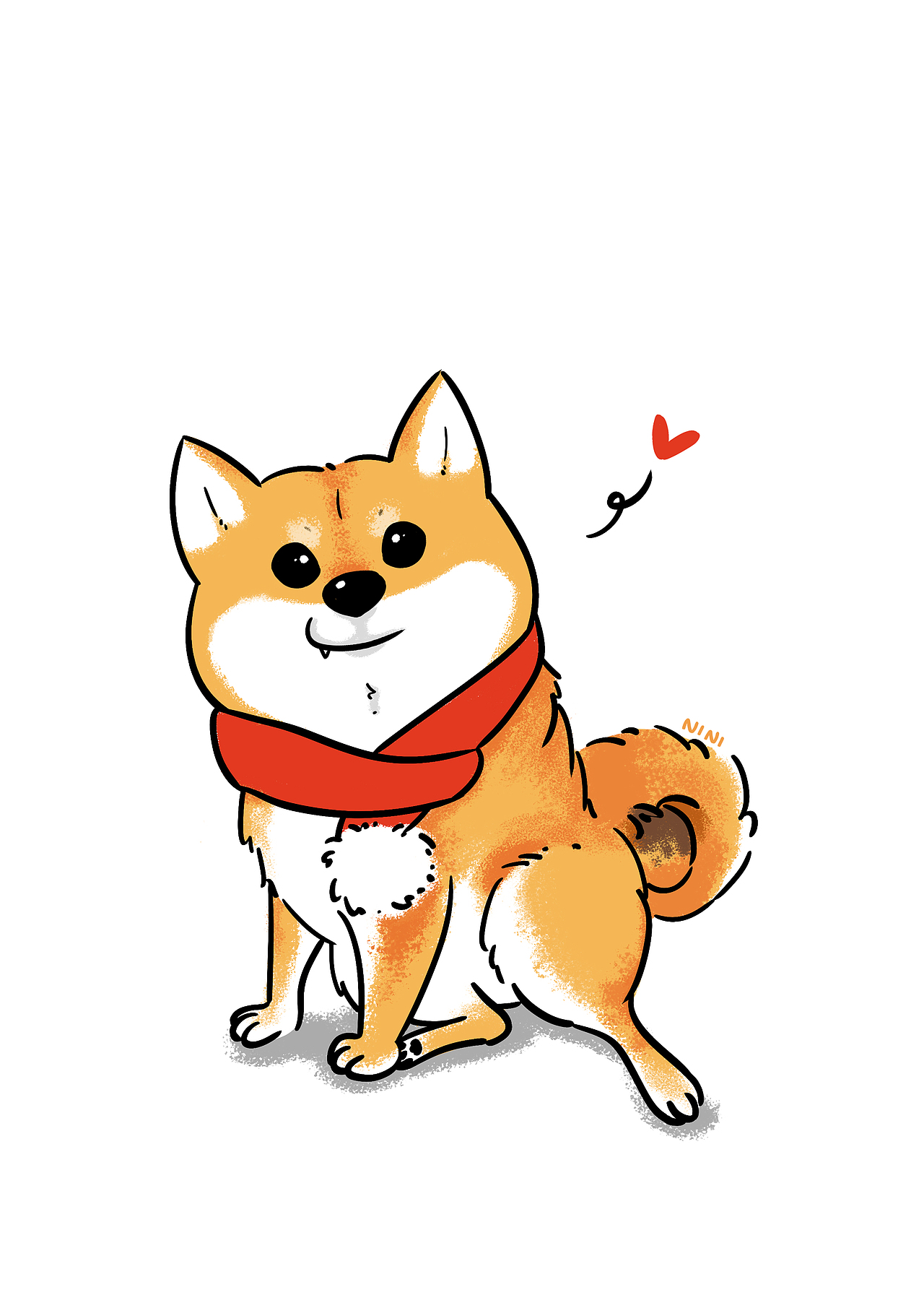 给我的小柴犬画个插画 做个情侣头像也不错鸭