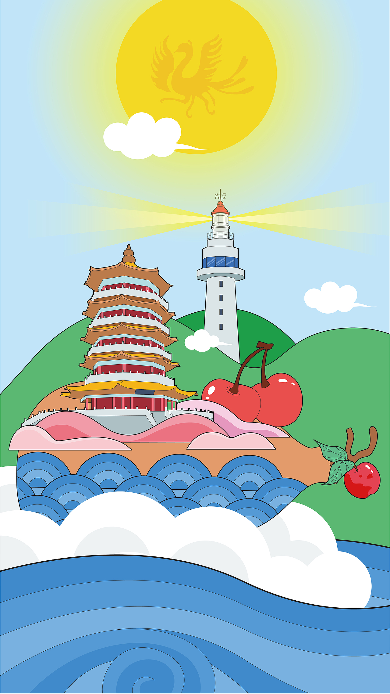 魅力烟台|插画|艺术插画|h435421413_原创作品-站酷zcool