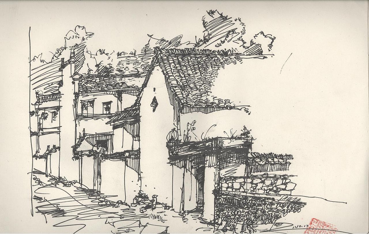 安徽徽州的速写写生11年10月份