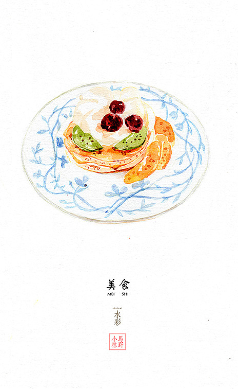 水彩美食（图ZMjkzMTAzODg=） - 商业插画 - 站酷设计师小马林野原创素材 - 站酷ZCOOL