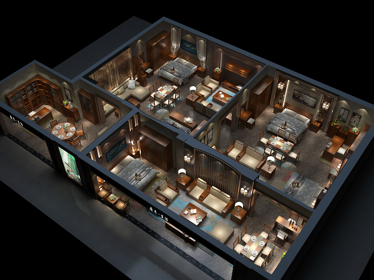 室内鸟瞰餐厅图|空间|家装设计|张美丽效果图 - 原创作品 - 站酷 (ZCOOL)