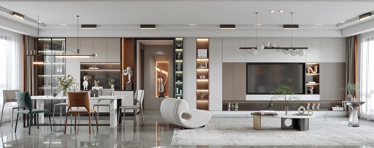 现代风轻奢客餐厅效果图（图ZMzE0MDg0Nzk2） - 家装设计 - 站酷设计师王彤ing原创素材 - 站酷ZCOOL