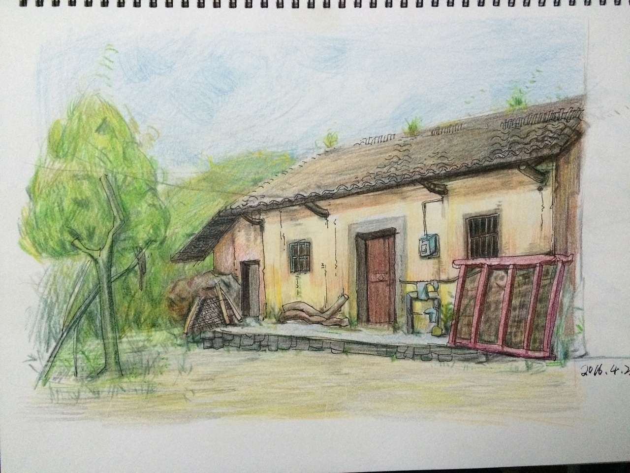 关于乡下人家的画房子图片