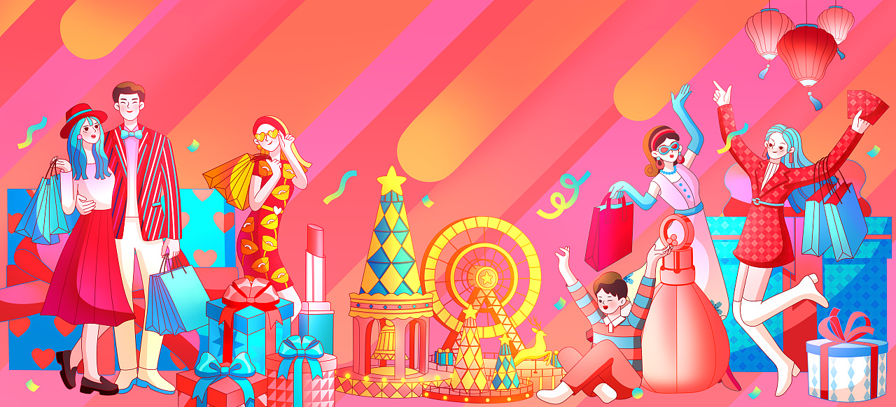 苏宁双旦主kv|插画|商业插画|shirley雪梨酱 - 原创作品 - 站酷