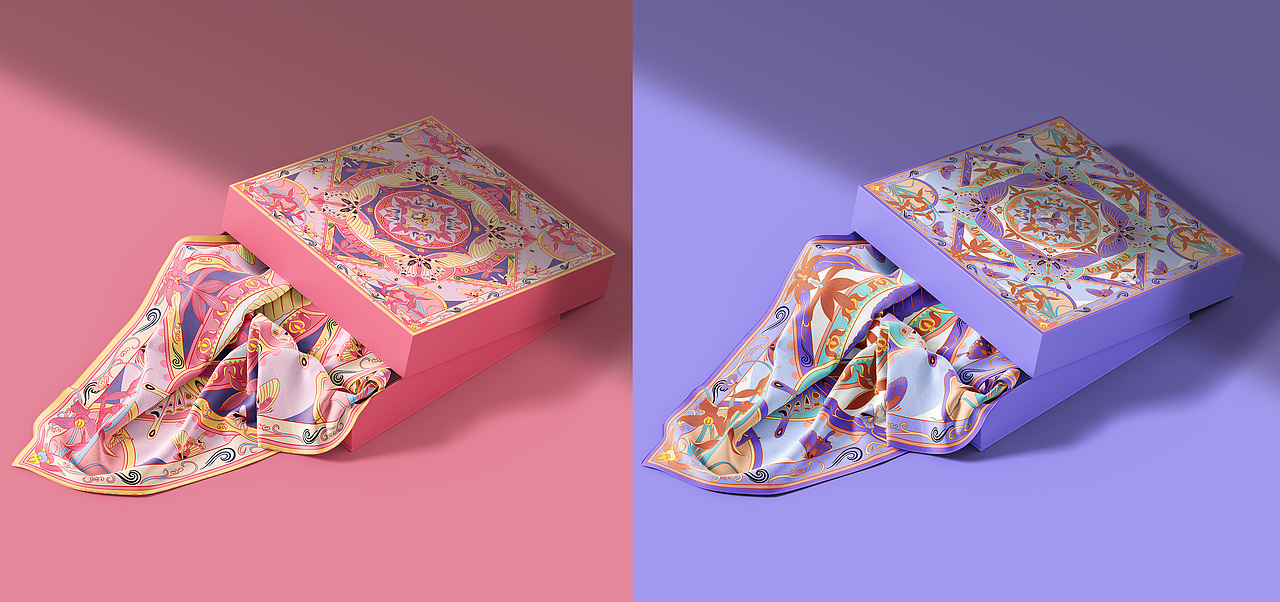 《兰》方巾图案设计