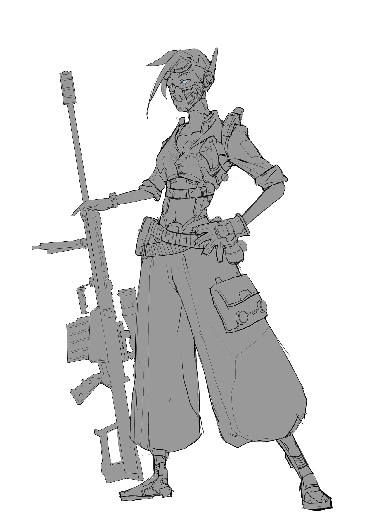 整装待发的女狙击手-角色原画学员作品-名动漫