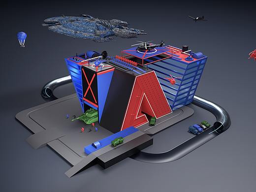 低多边形风格军事建筑