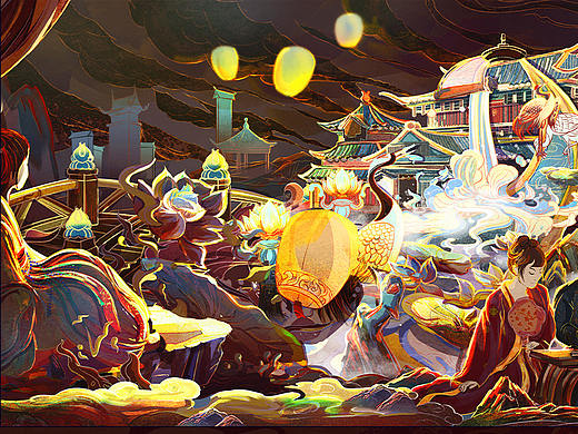 新国风氛围场景KV  七夕传统节日