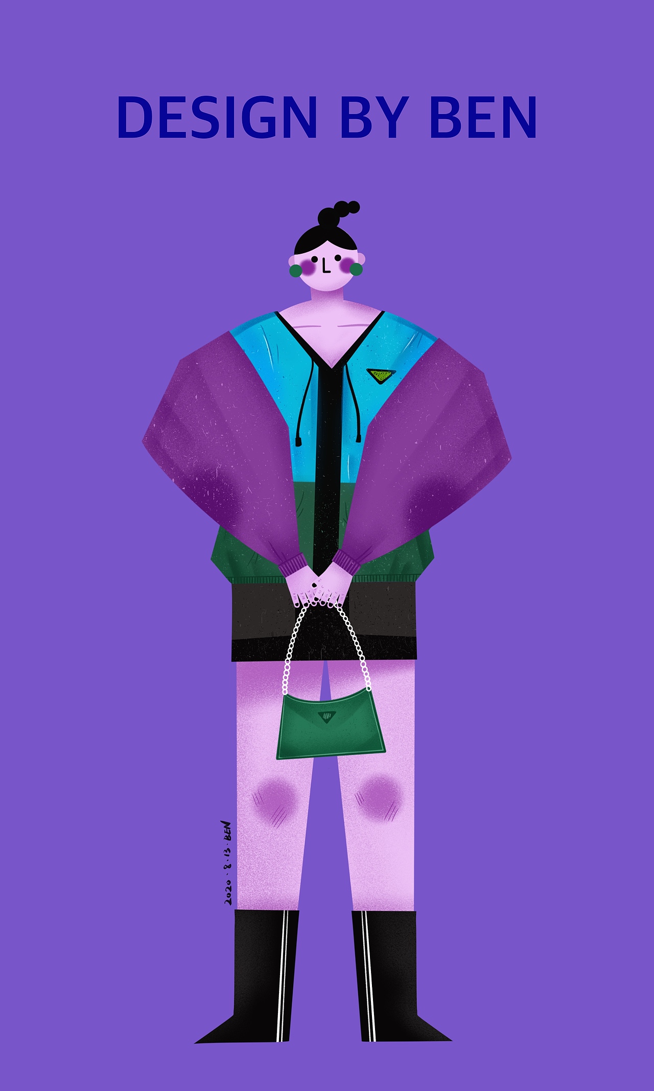 原创扁平插画人物-Cool girl（图ZMjIxODQxMTY4） - 商业插画 - 站酷设计师一只本原创素材 - 站酷ZCOOL