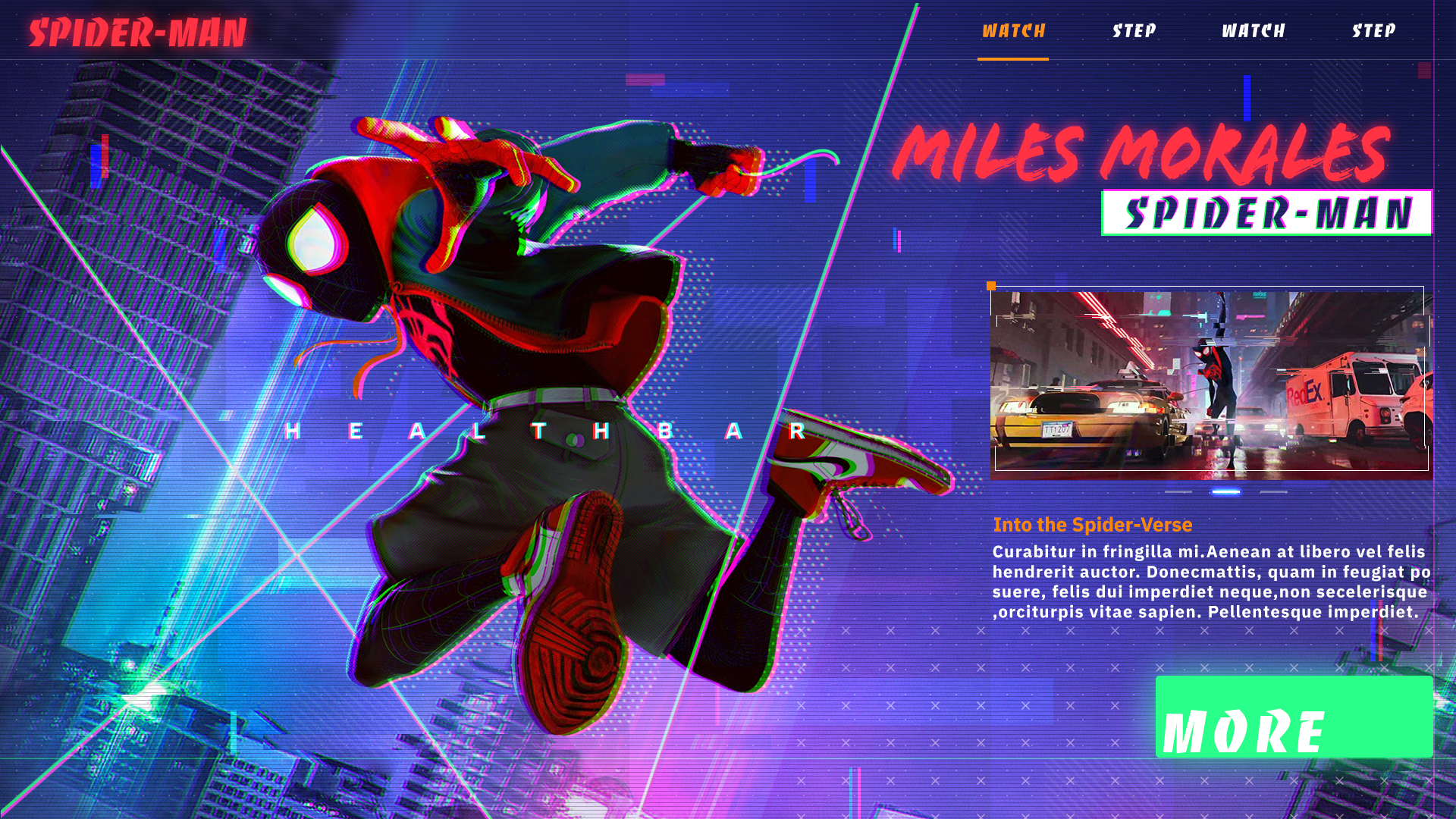 《蜘蛛侠平行宇宙》web ui设计练习