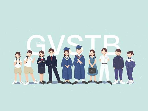 饭太稀风格GVSTB校服系列插画