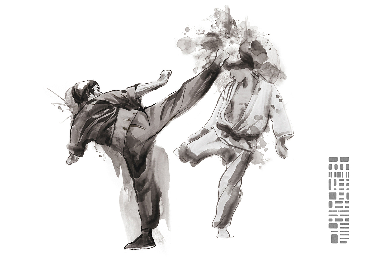 李小龙用了15拳 br>以及1次侧踢爆头 br>击倒了日本空手道黑带选手 br