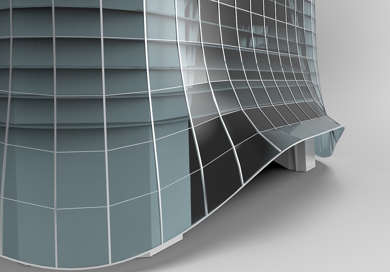 首层出入口用干涉法作出平滑的翘曲结构