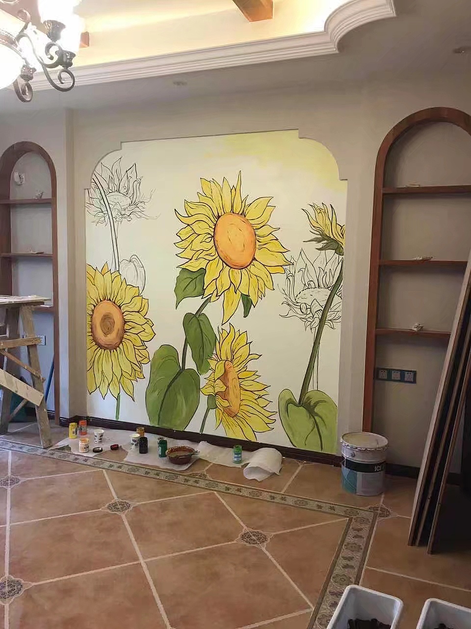 墙体彩绘 壁画 古建彩绘 手绘 文化墙