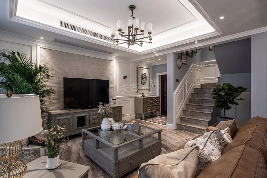 温馨小美式风装修实景图,康桥融府叠拼别墅设计案例