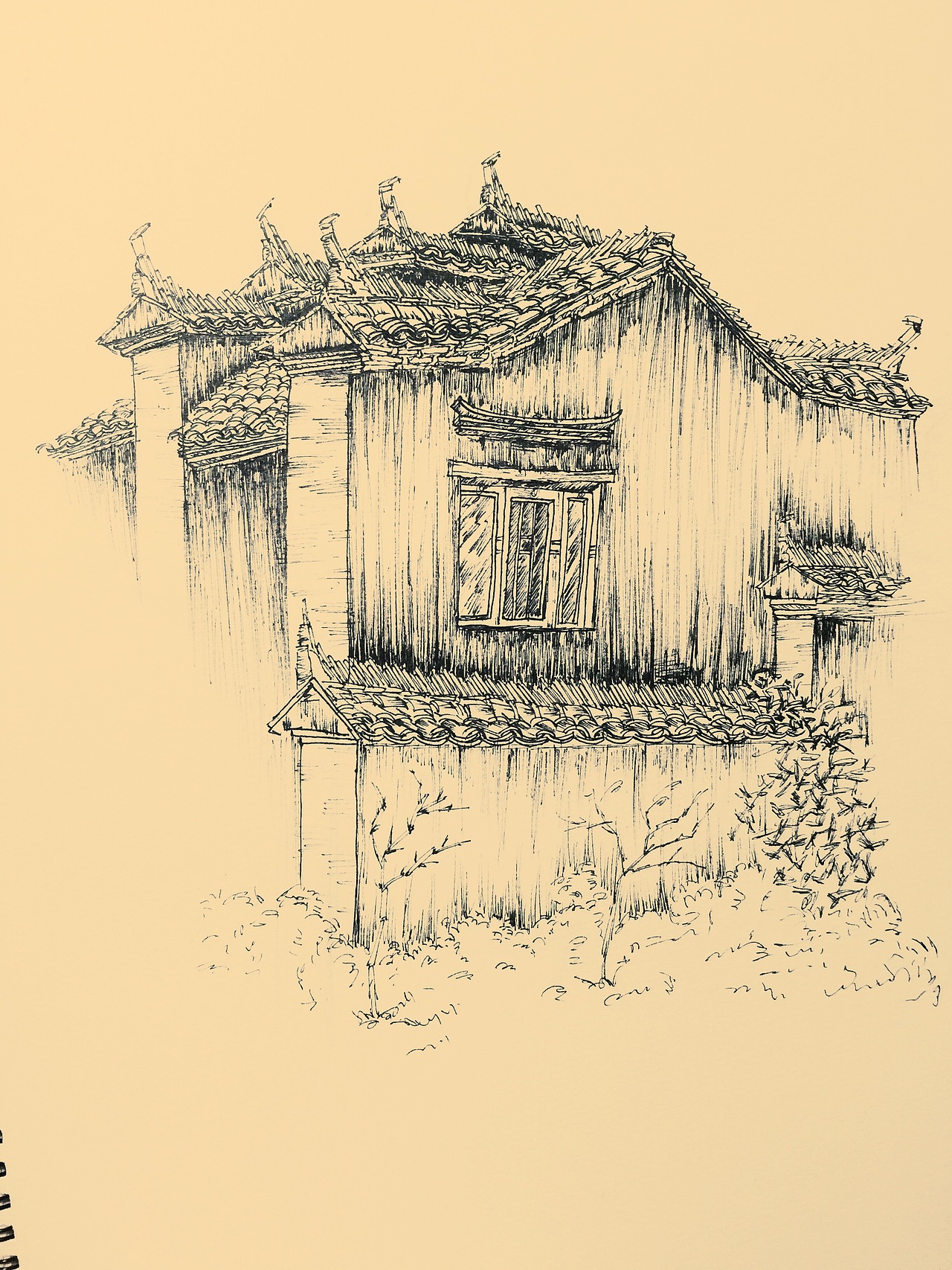 徽派建筑安徽宏村写生