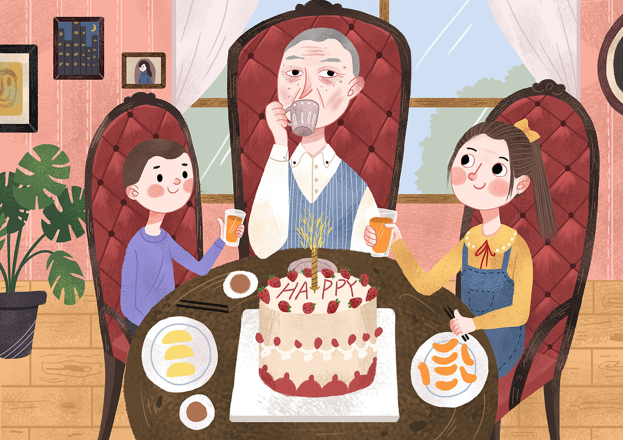 阖家欢乐过生日插画（图ZMTU1NzIzODI4） - 商业插画 - 站酷设计师kookies原创素材 - 站酷ZCOOL