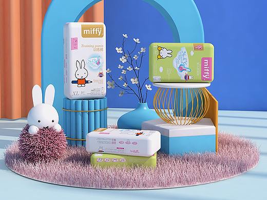 米菲纸尿裤c4d海报（个人主页-ZNDc1OTk4MDg=） - 海报 - 站酷设计师渡薶原创素材 - 站酷ZCOOL