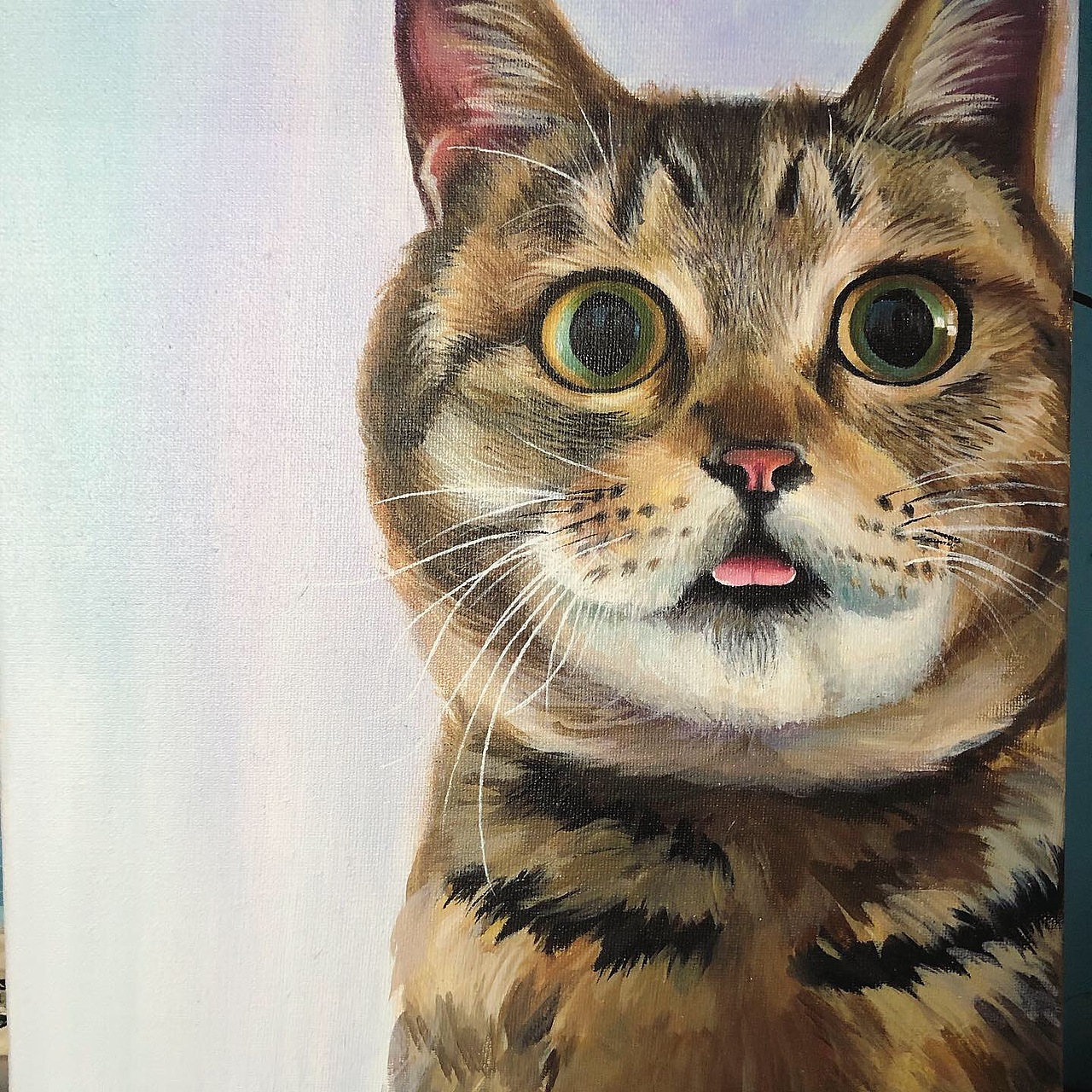 布面丙烯 猫 星空