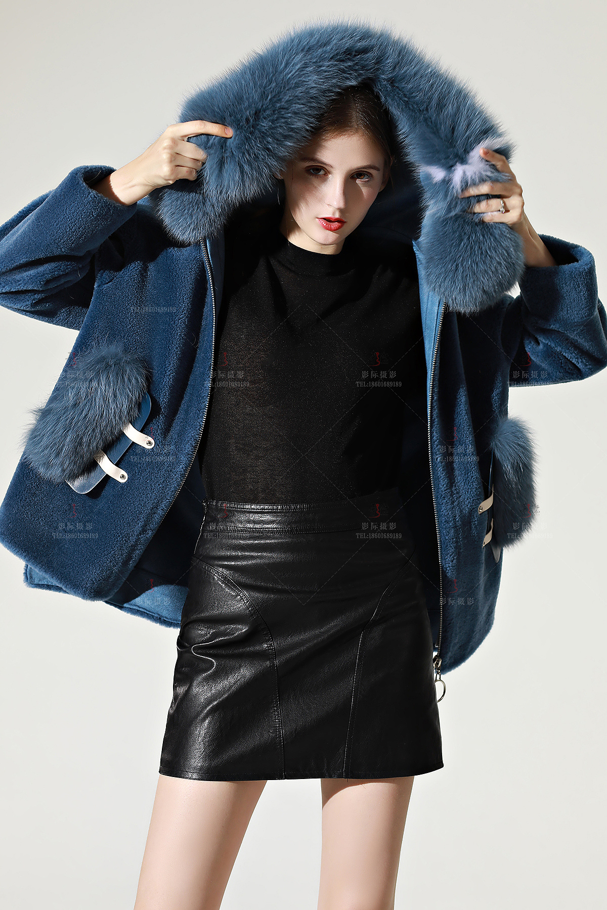 女装模特拍摄 毛呢大衣 毛绒外套 服装外模拍摄