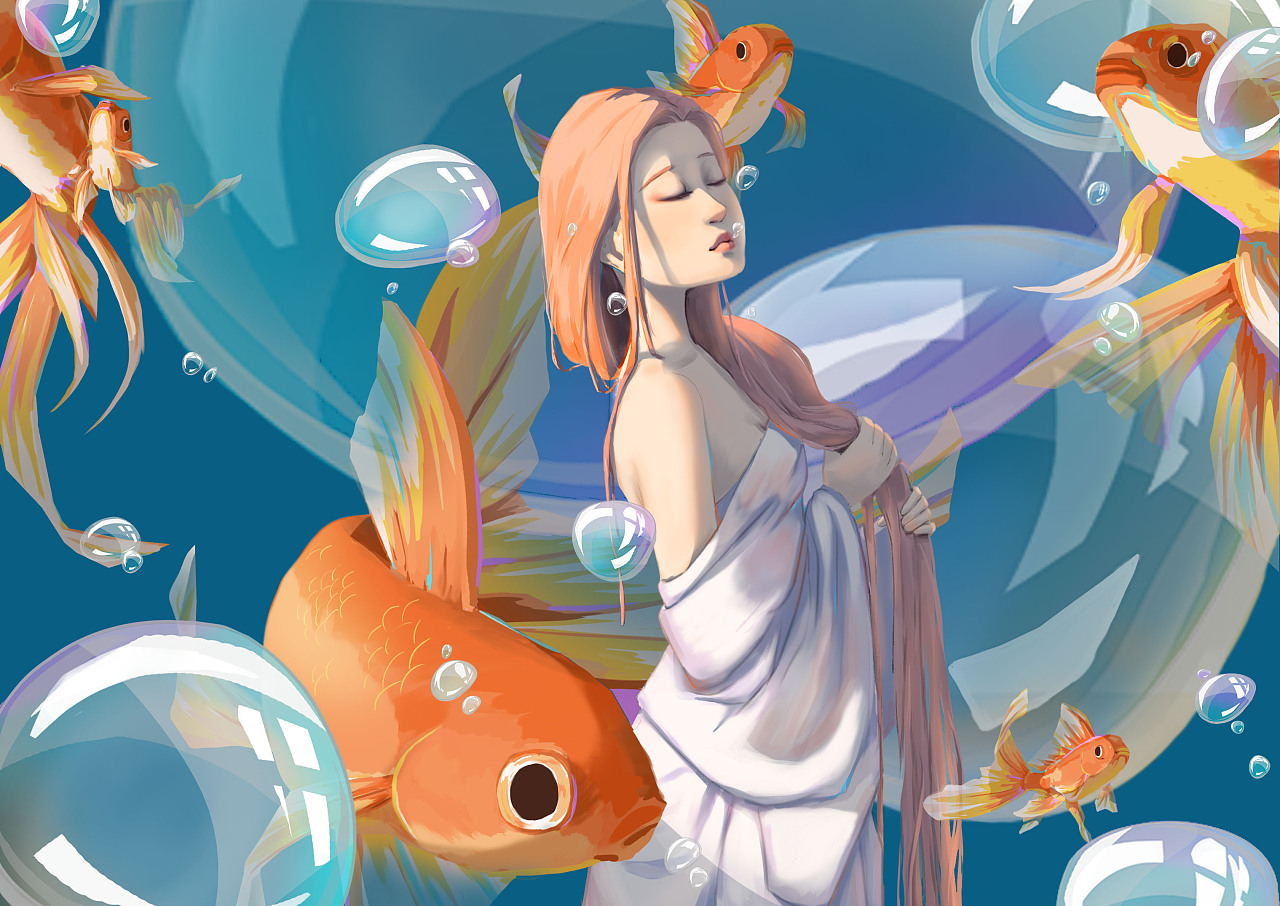 金鱼,泡泡,少女 - 原创作品 - 站酷(zcool)