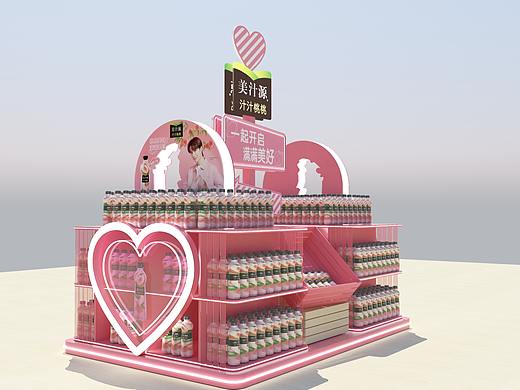 美汁源4卡板亮化堆头