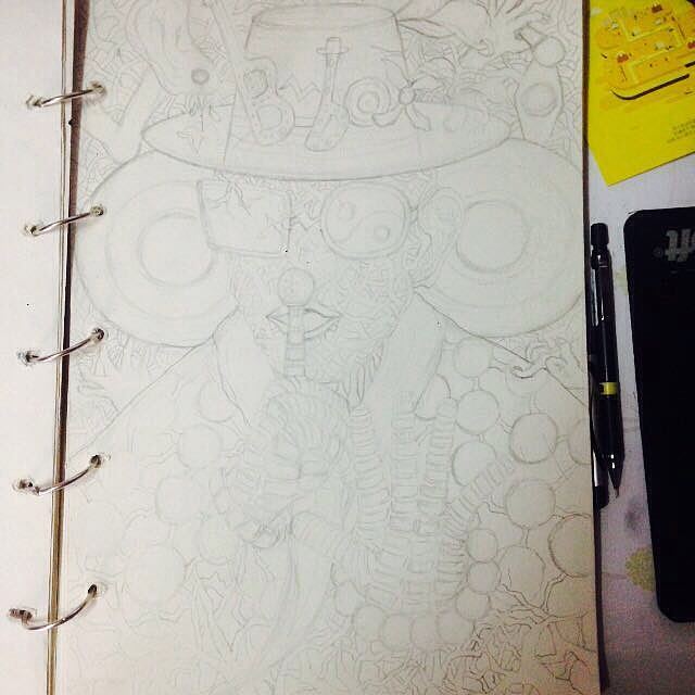 再进行改变,添加元素,把大体构思想好,边画还可以边改