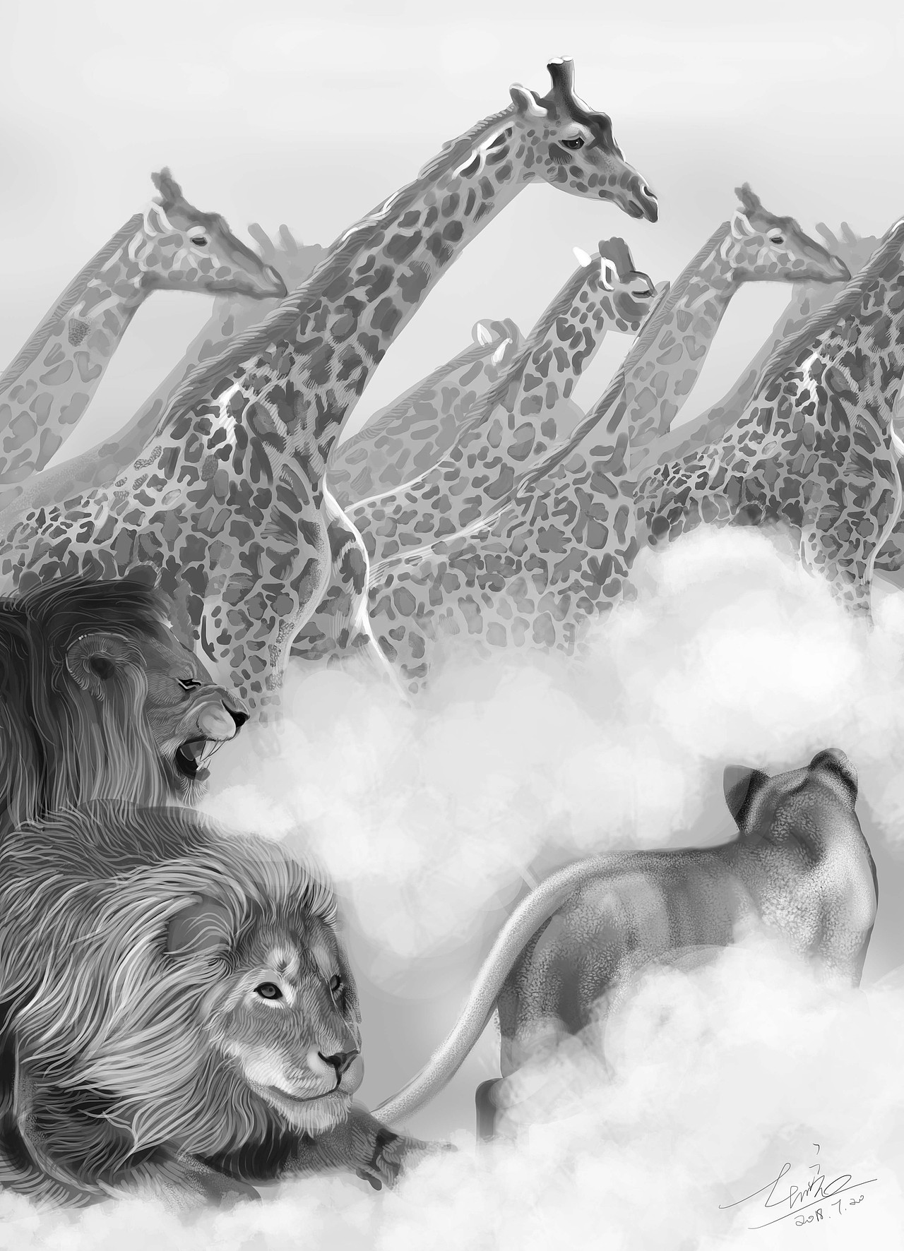 动物插画-黑白画稿(故事原创)