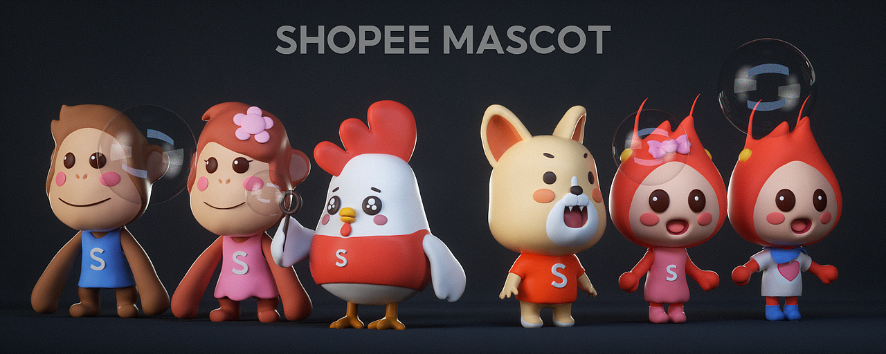 Shopee 卡通吉祥物渲染（图ZMjY0MTAwMTYw） - 人物/生物 - 站酷设计师麦蔻maikou原创素材 - 站酷ZCOOL