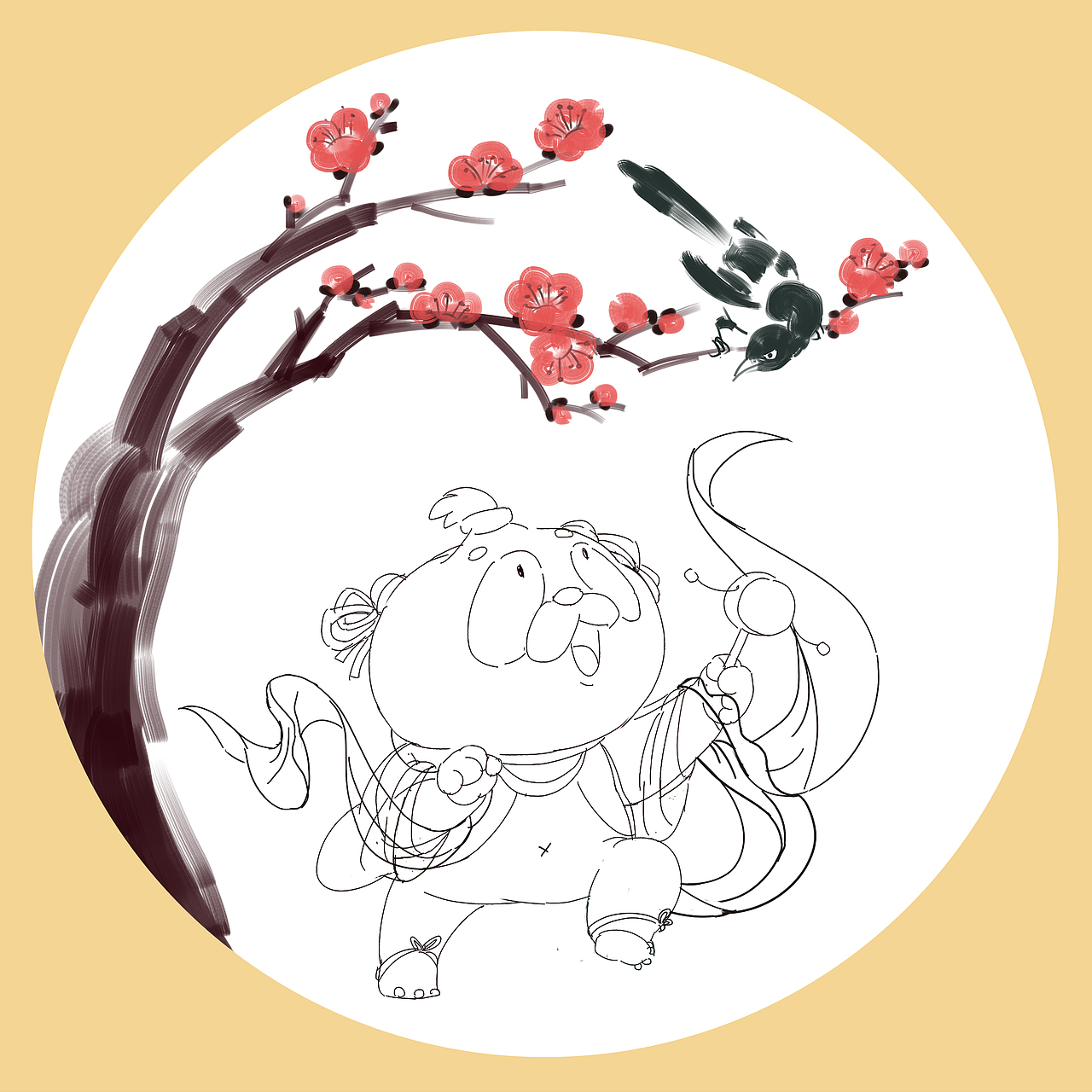 2018毕设|熊猫系列国画设计作品
