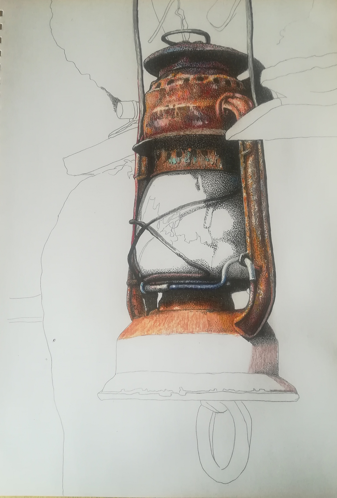 钢笔精细淡彩点绘《岁月痕迹》