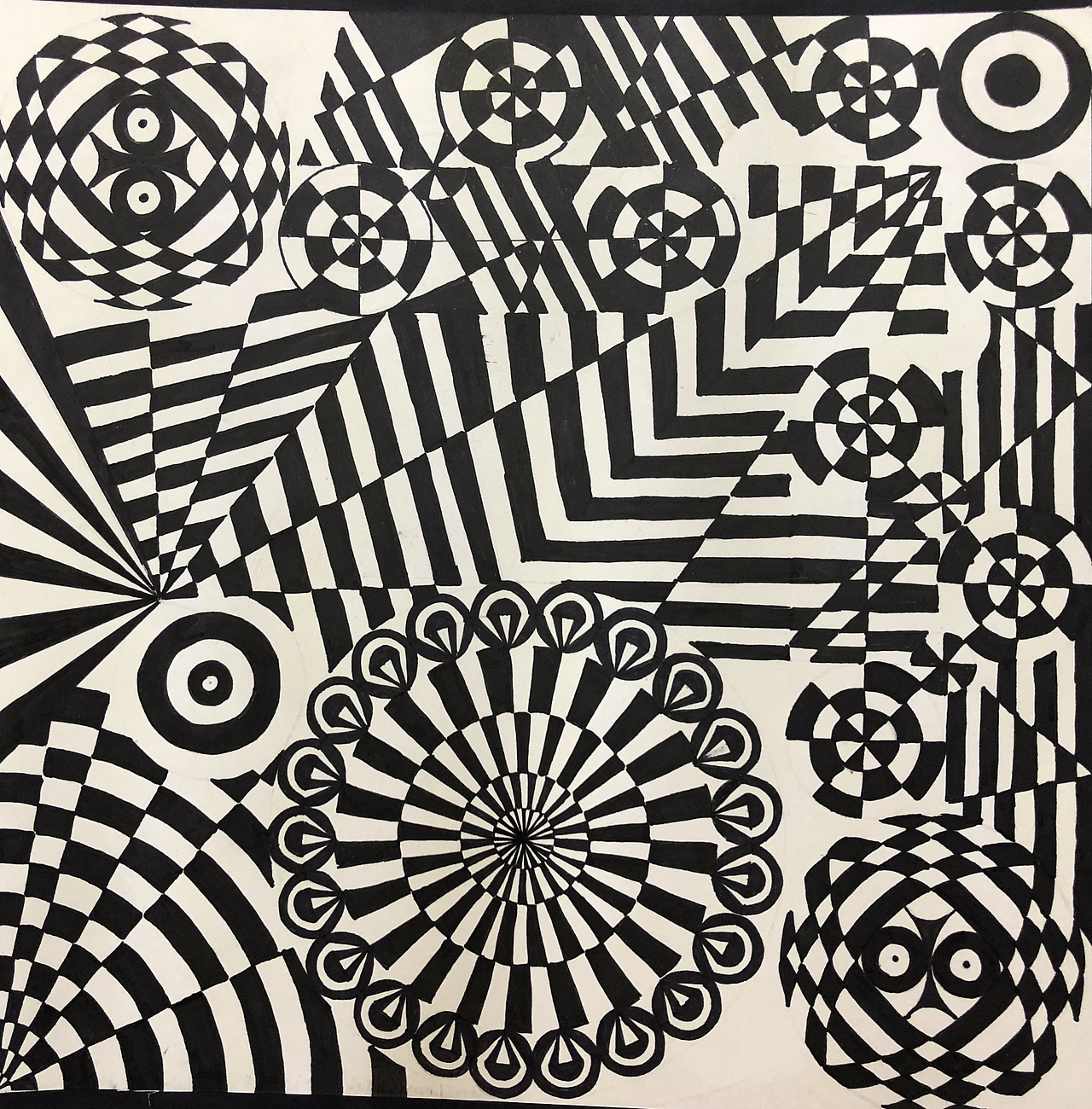 平面构成黑白手绘线描