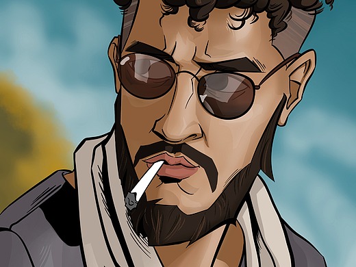 滑雪硬汉潇洒风手绘