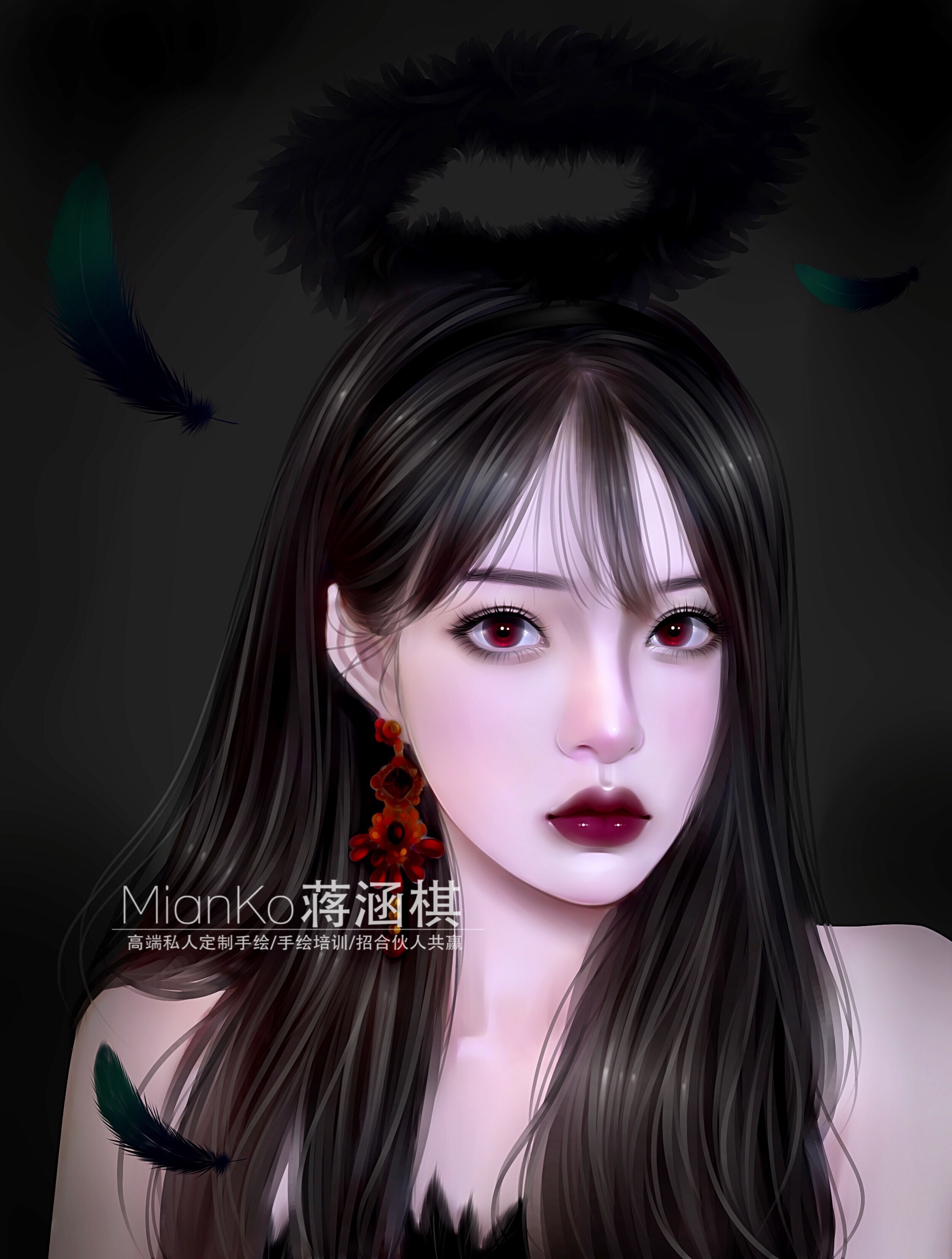 人像手绘暗黑风|摄影|修图/后期|手绘画师蒋涵棋 - 原创作品 - 站酷