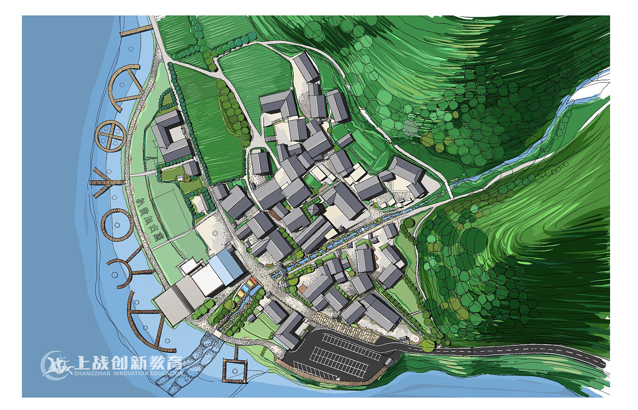 【上战手绘作品分享】曾辽老师ipad鸟瞰图