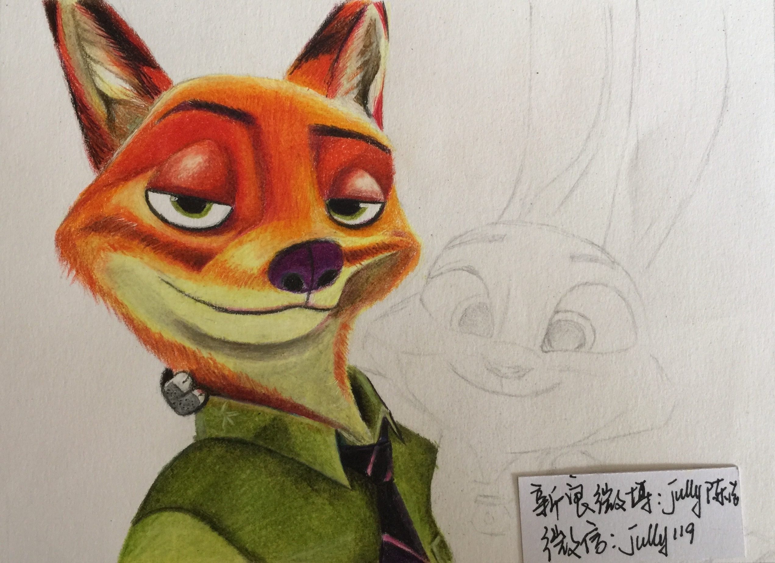 疯狂动物城#手绘彩铅 尼克&朱迪