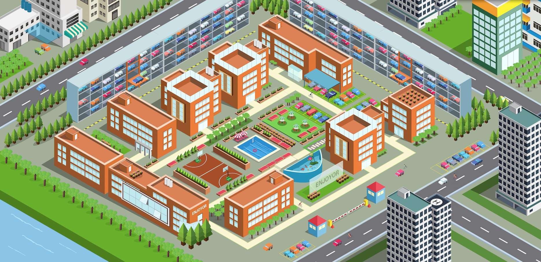 办公园区立体插画