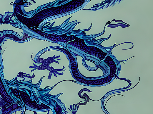 #站酷梦笔#莲花与龙蛇缠绕，中国元素，赛博朋克