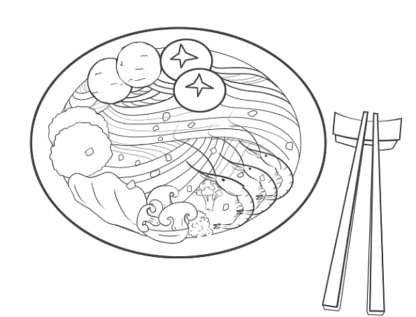 食品插画 手绘海鲜面