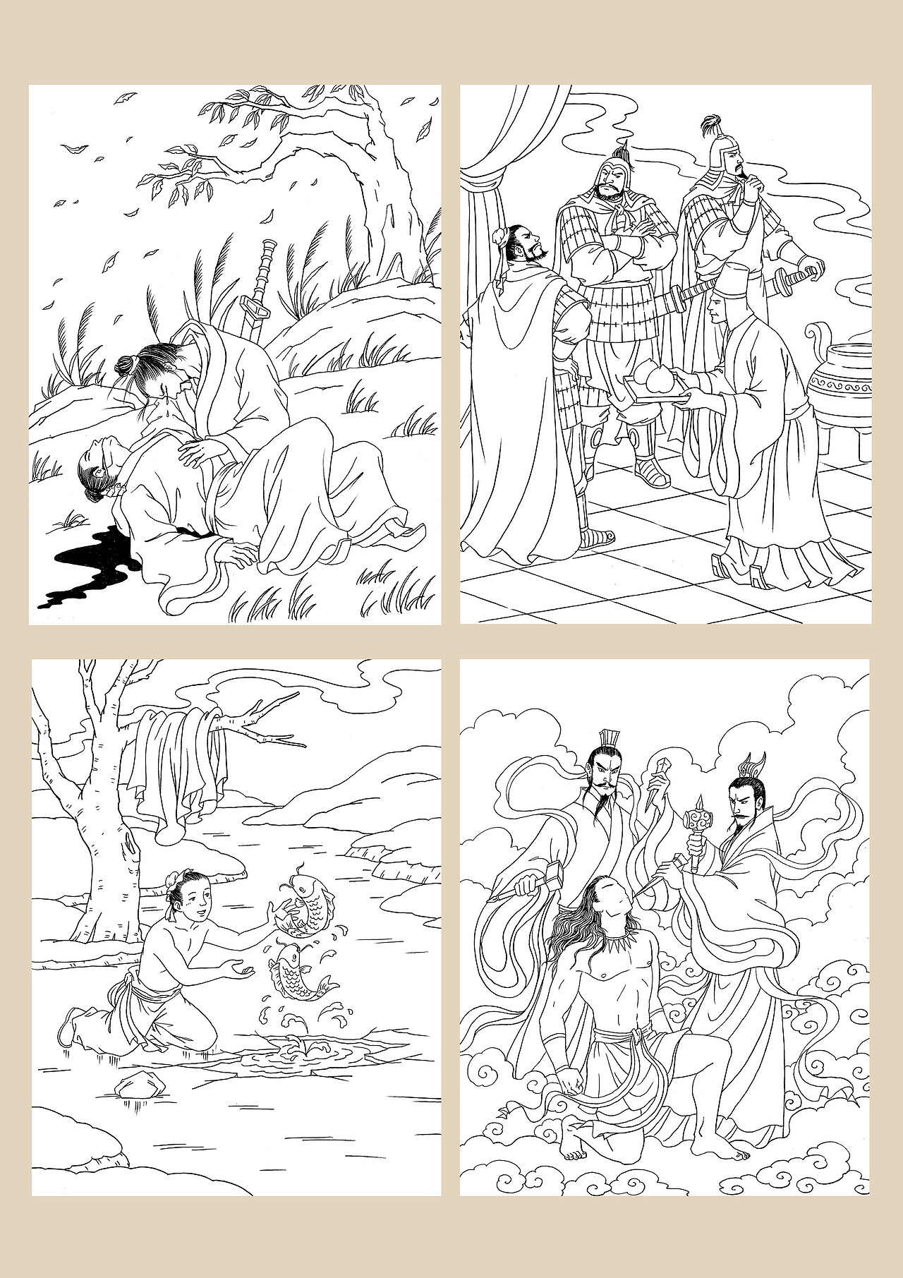 传统古风白描线稿（图ZMjI4NTI0MDYw） - 商业插画 - 站酷设计师史莱姆漫画原创素材 - 站酷ZCOOL