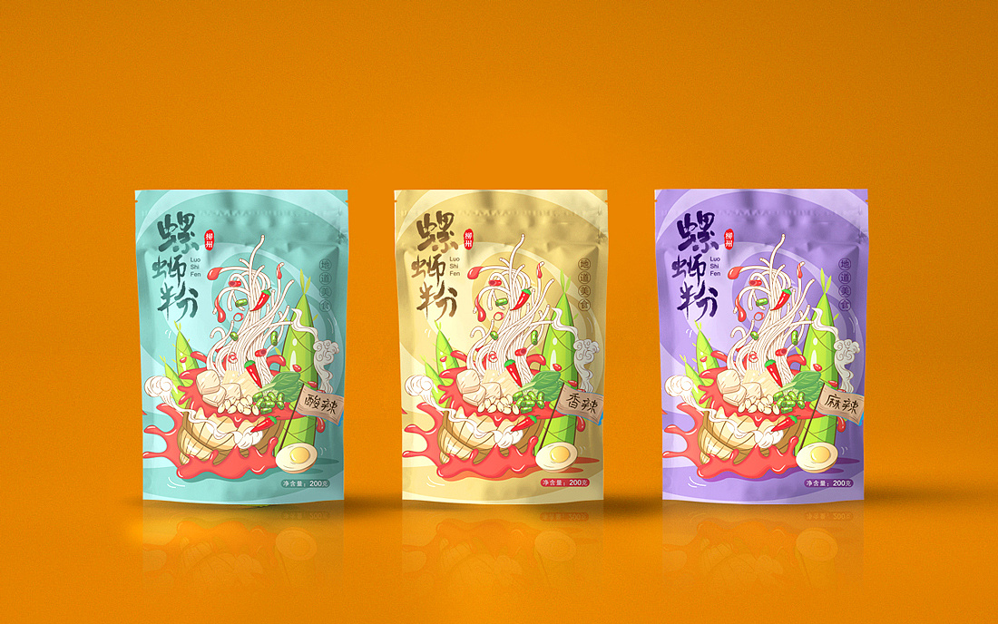 柳州螺蛳粉包装 | 商业插画设计|平面|包装|可可波波 - 原创作品 - 站