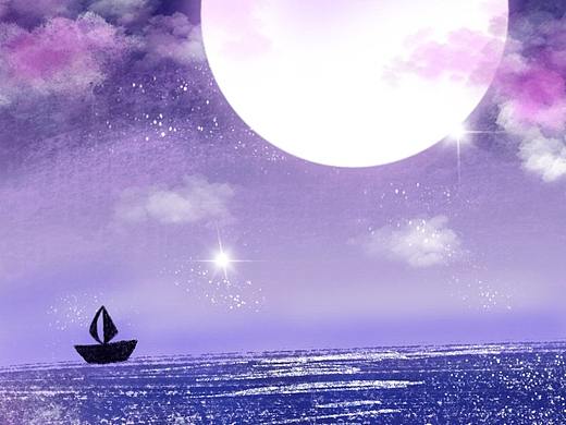 梦幻紫色海边（个人主页-ZNTU3MzIzMTY=） - 艺术插画 - 站酷设计师GraceLee58原创素材 - 站酷ZCOOL