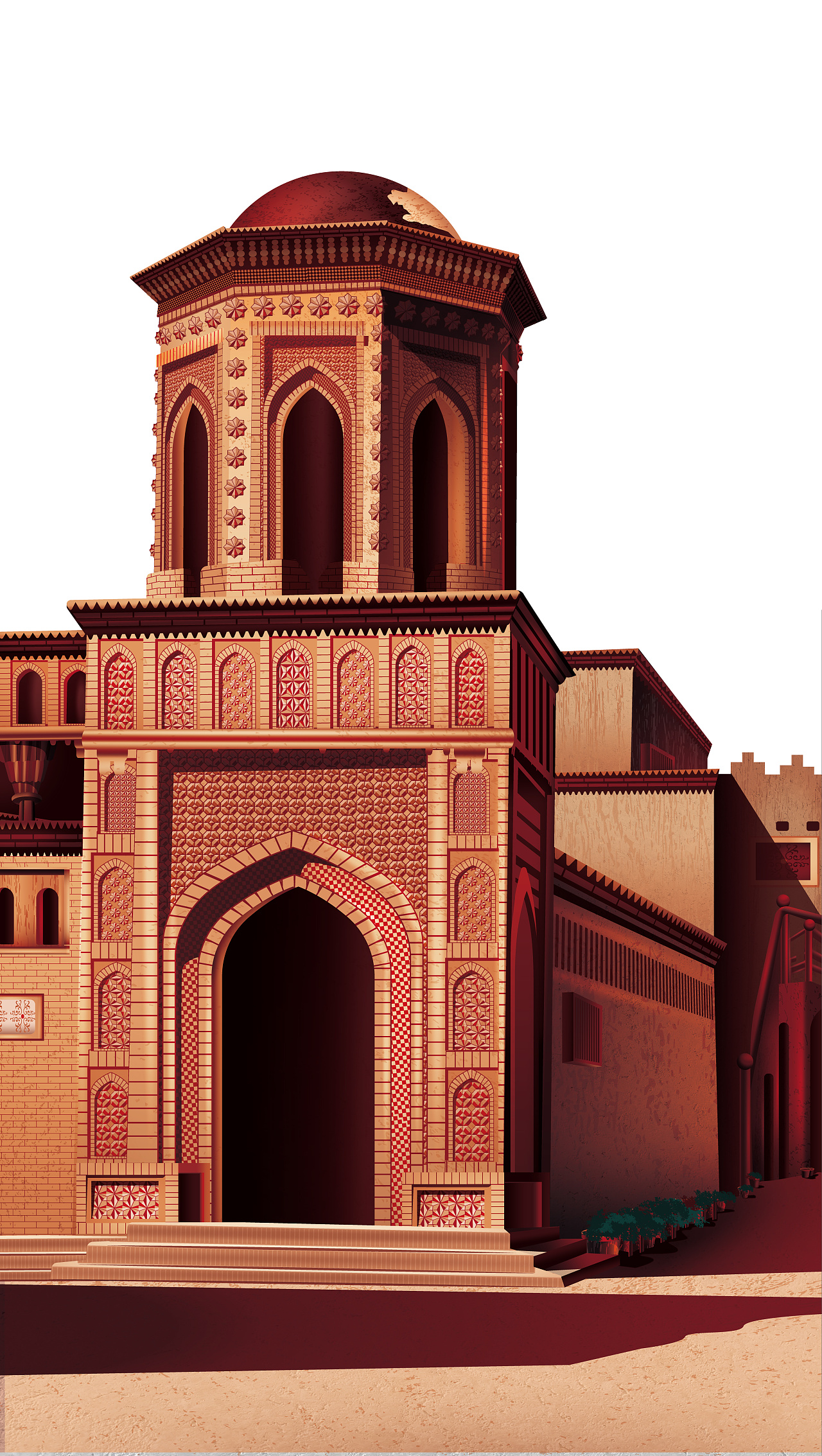 《喀什葛尔》 老城民居 矢量插画|插画|艺术插画|扎扎疆 - 原创作品