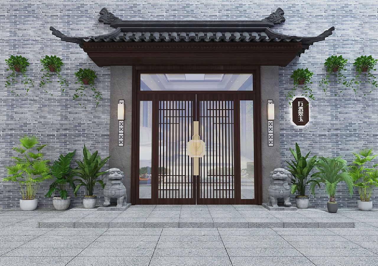 中式 古建餐厅饭店门头-【集简空间】3d模型_su模型_贴图_草图模型「免费下载每日更新」