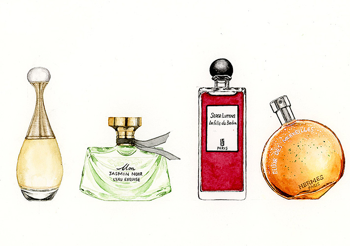 水彩插画——那些美貌的香水瓶